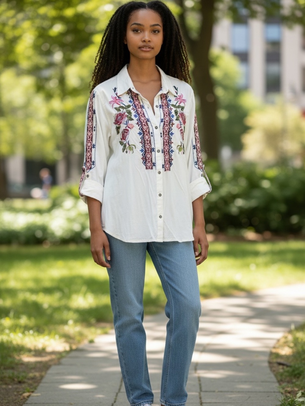 Avani Embroidered Button-Dow Top medium